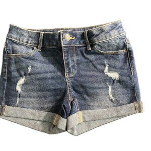Girls SO Distressed Denim Cuffed Shorts Size 8